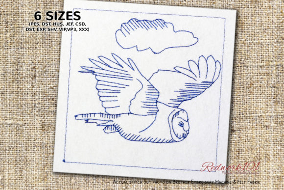 Great Gray Owl Redwork Review for Etsy