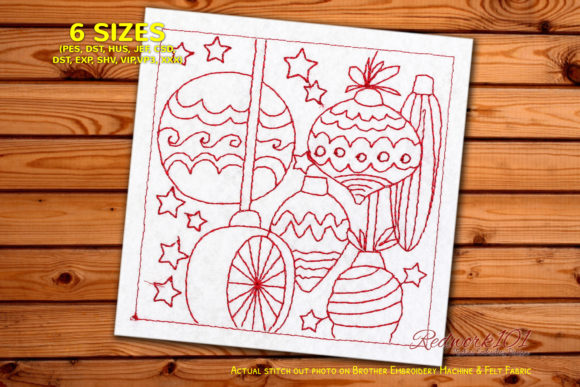 Hanging Christmas Balls Redwork Review