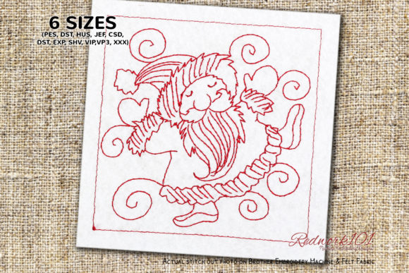 Happy Santa Claus Dancing Redwork Review