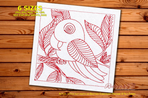 Parrot Sitting on a Branch Redwork Review