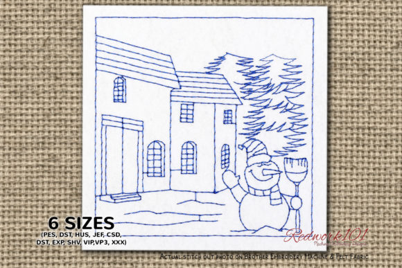 Snowman Broom Embroidery for Seasonal Projects