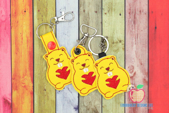 Squirrel Holding Love in the Hoop Keyfob Review