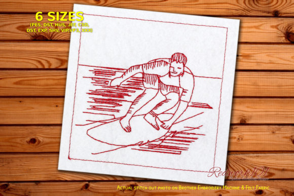 Surf Boy on Surfboard Redwork Review