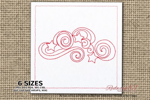 Swirls Stars Redwork Embroidery Review