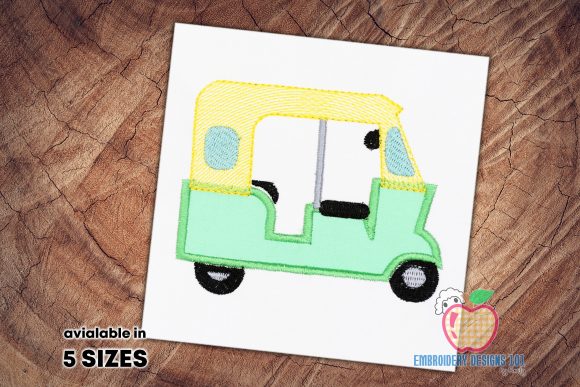 The Auto Rickshaw Applique for Embroidery