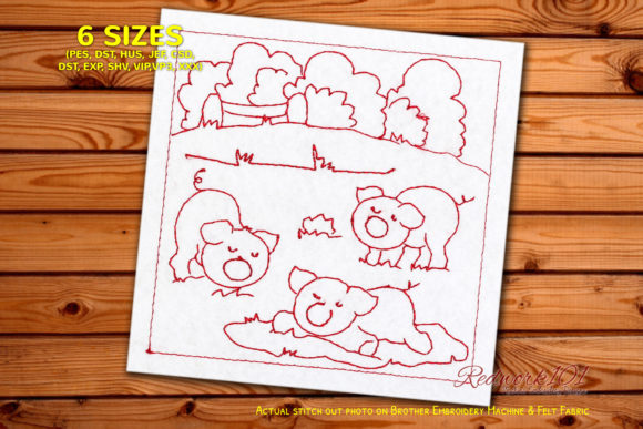 Three Cute Pigs Redwork Review