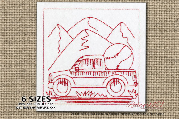 Truck Carrying Baseball Redwork Review